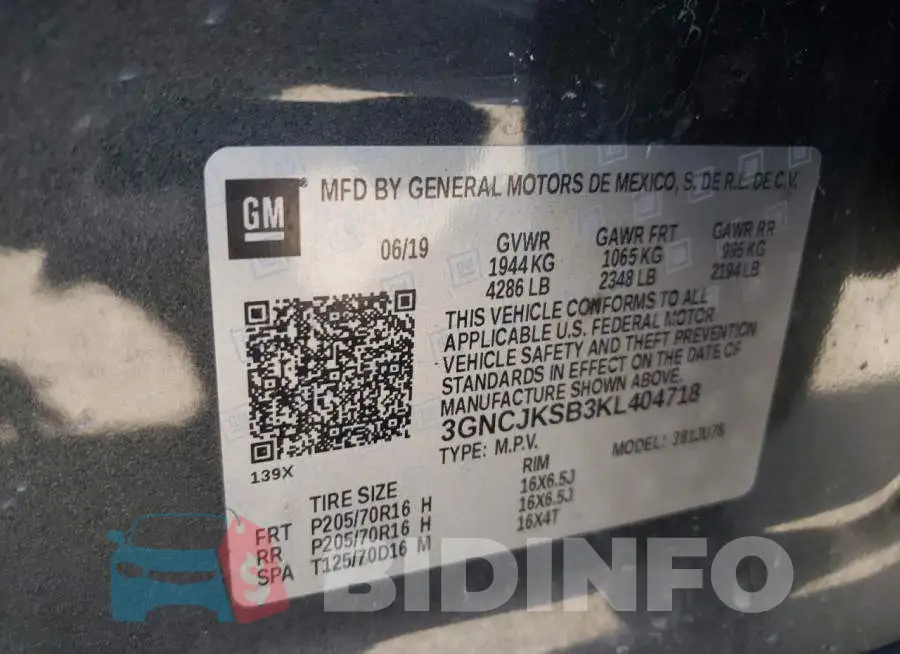 3GNCJKSB3KL404718 Photo# 10
