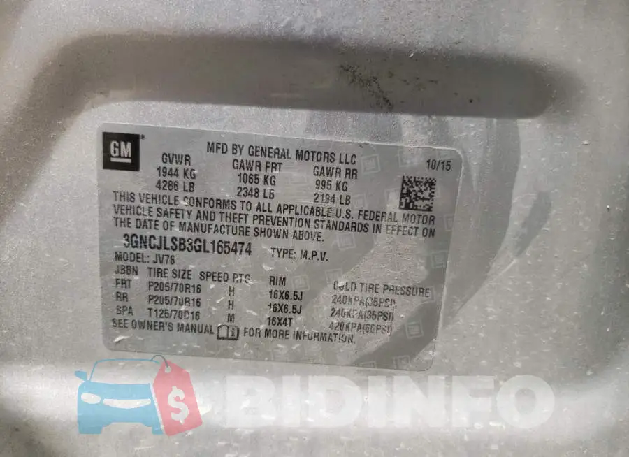 3GNCJLSB3GL165474 Photo# 10