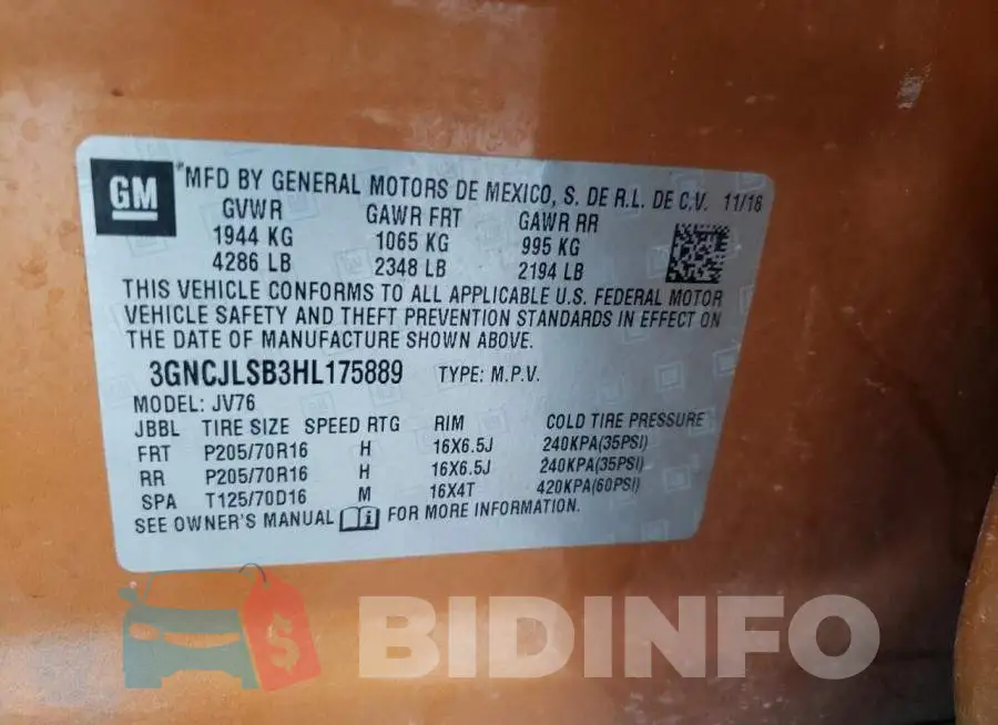 3GNCJLSB3HL175889 Photo# 10