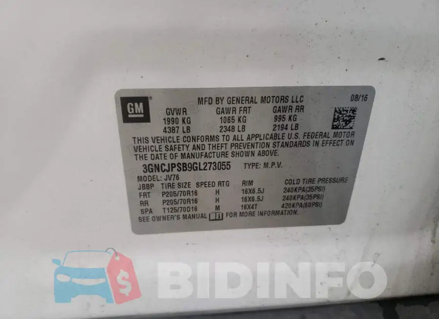 3GNCJPSB9GL273055 Photo# 10