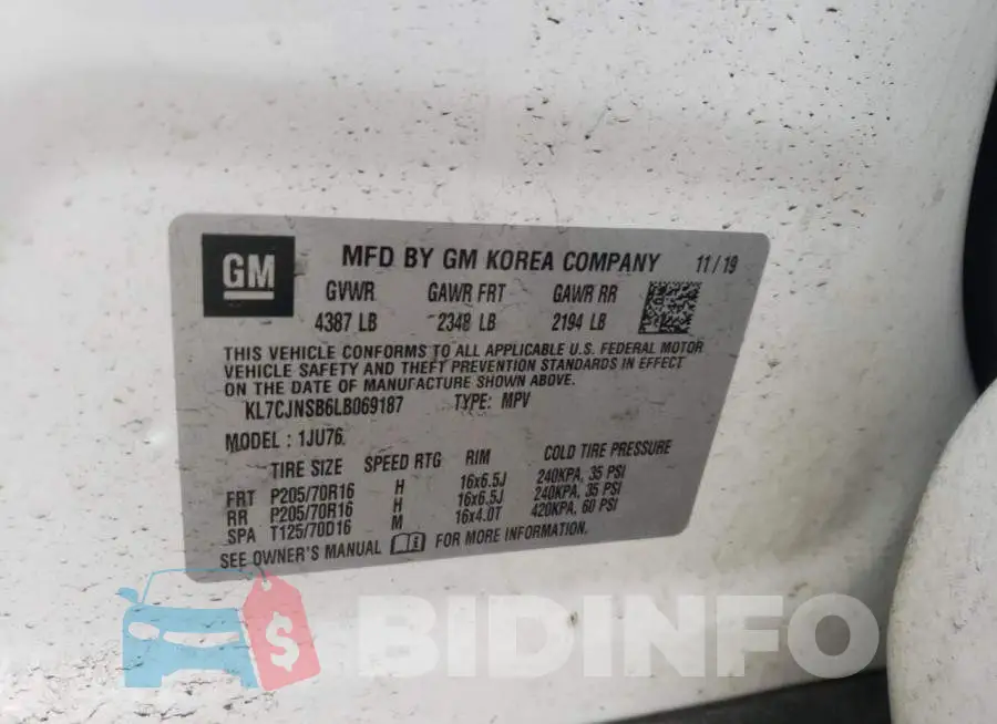 KL7CJNSB6LB069187 Photo# 10