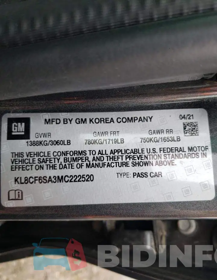KL8CF6SA3MC222520 Photo# 10