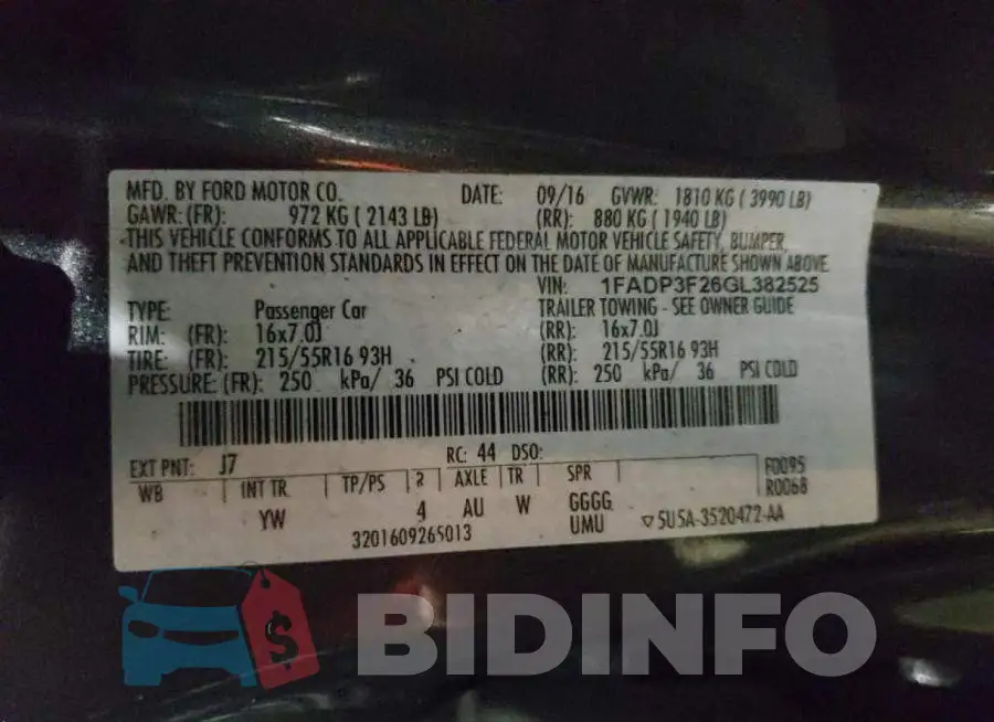 1FADP3F26GL382525 Photo# 10