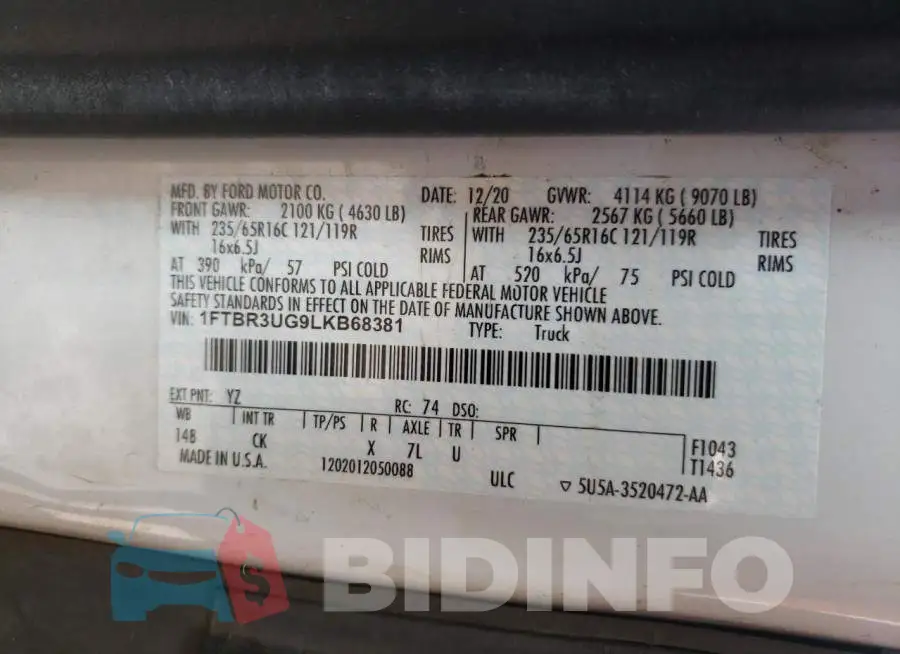 1FTBR3UG9LKB68381 Photo# 10