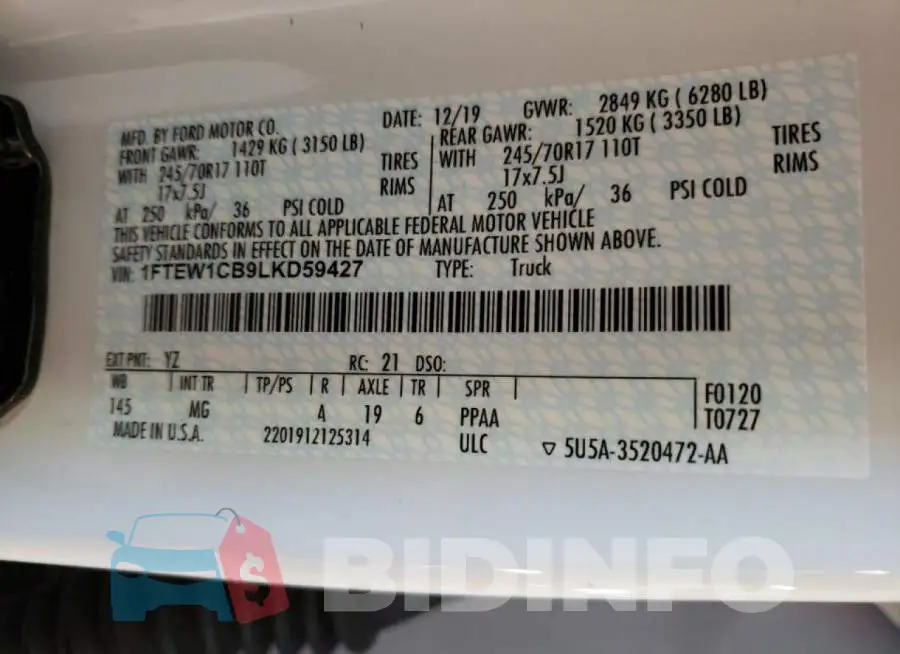1FTEW1CB9LKD59427 Photo# 10