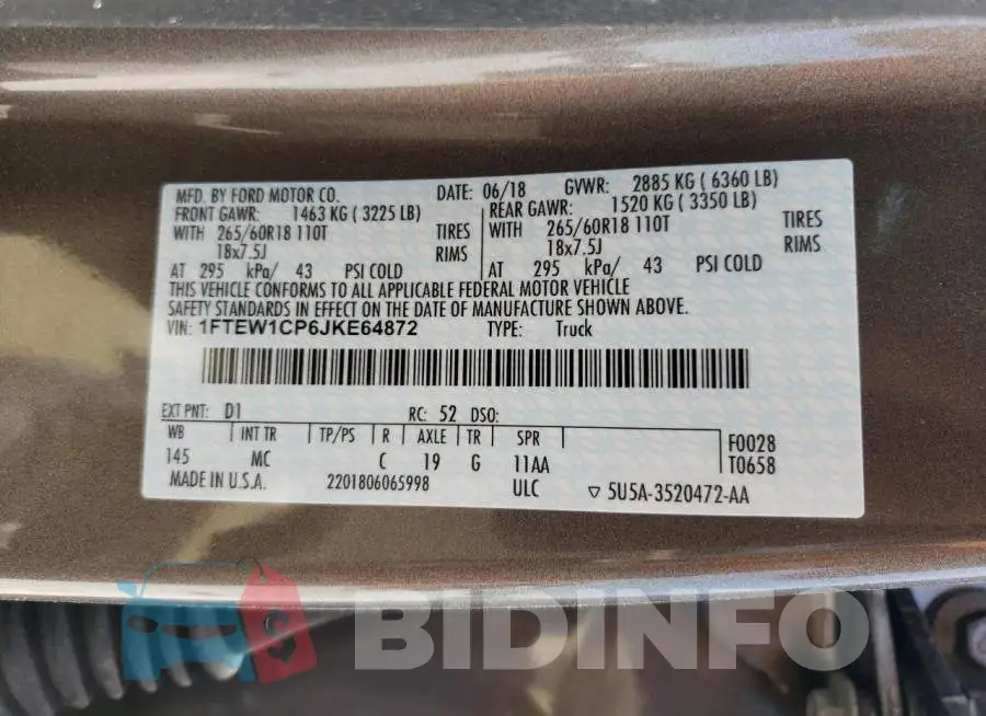 1FTEW1CP6JKE64872 Photo# 10