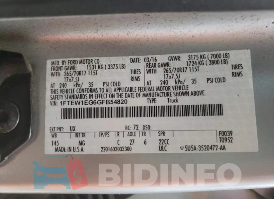 1FTEW1EG6GFB54820 Photo# 10