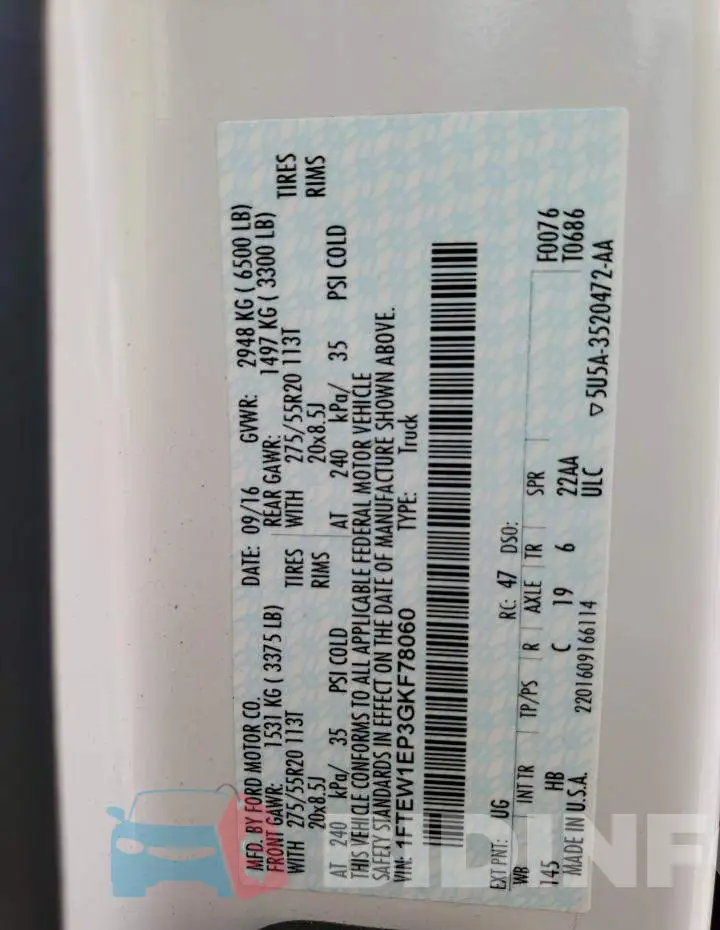 1FTEW1EP3GKF78060 Photo# 10