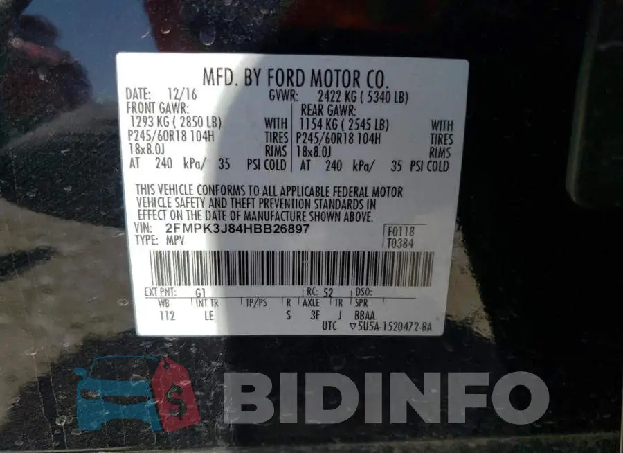 2FMPK3J84HBB26897 Photo# 10