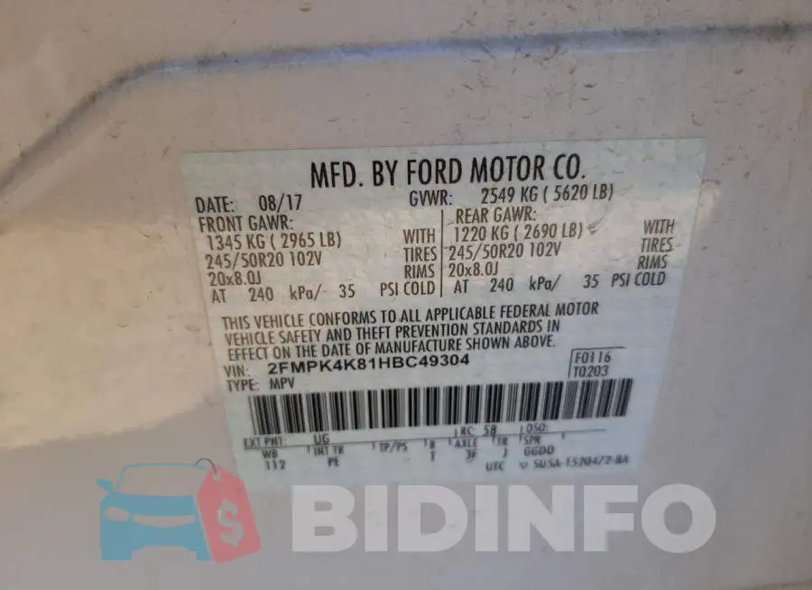2FMPK4K81HBC49304 Photo# 10