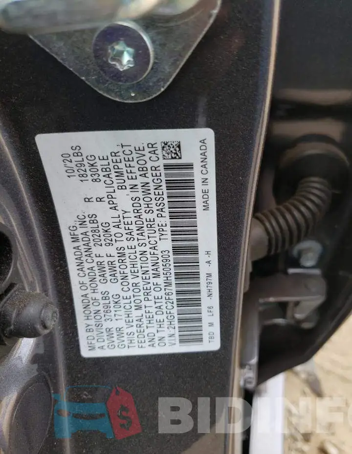 2HGFC2F67MH505903 Photo# 10