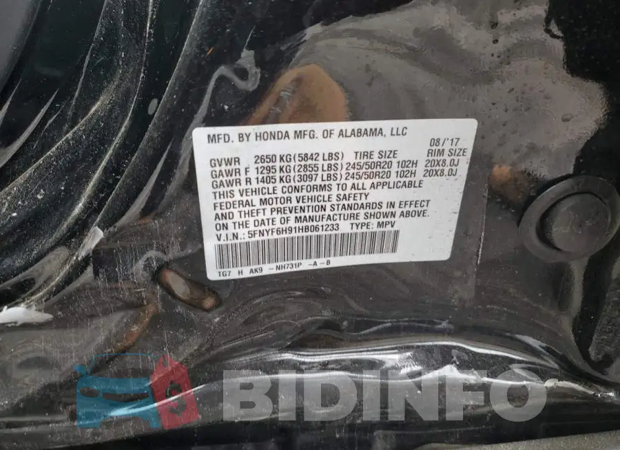 5FNYF6H91HB061233 Photo# 10