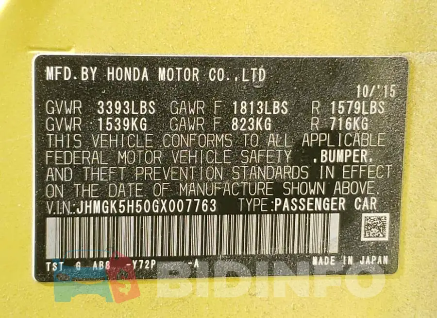 JHMGK5H50GX007763 Photo# 10