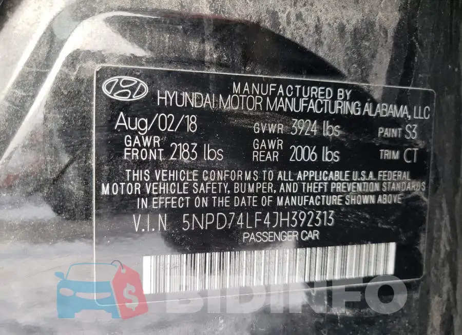 5NPD74LF4JH392313 Photo# 10