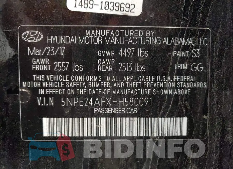 5NPE24AFXHH580091 Photo# 10
