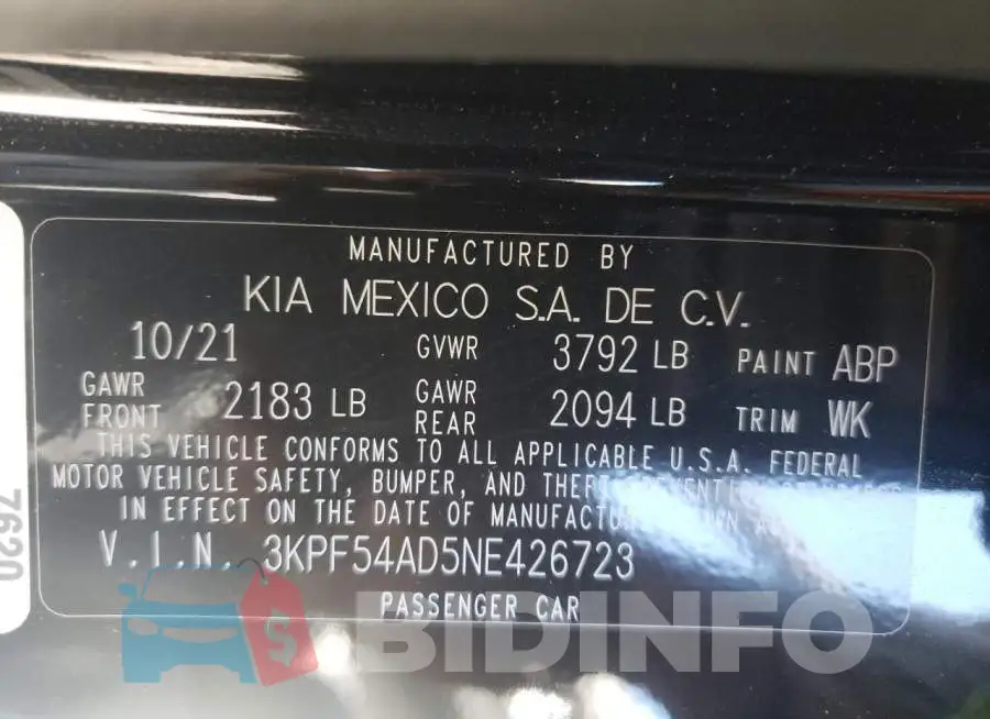 3KPF54AD5NE426723 Photo# 10