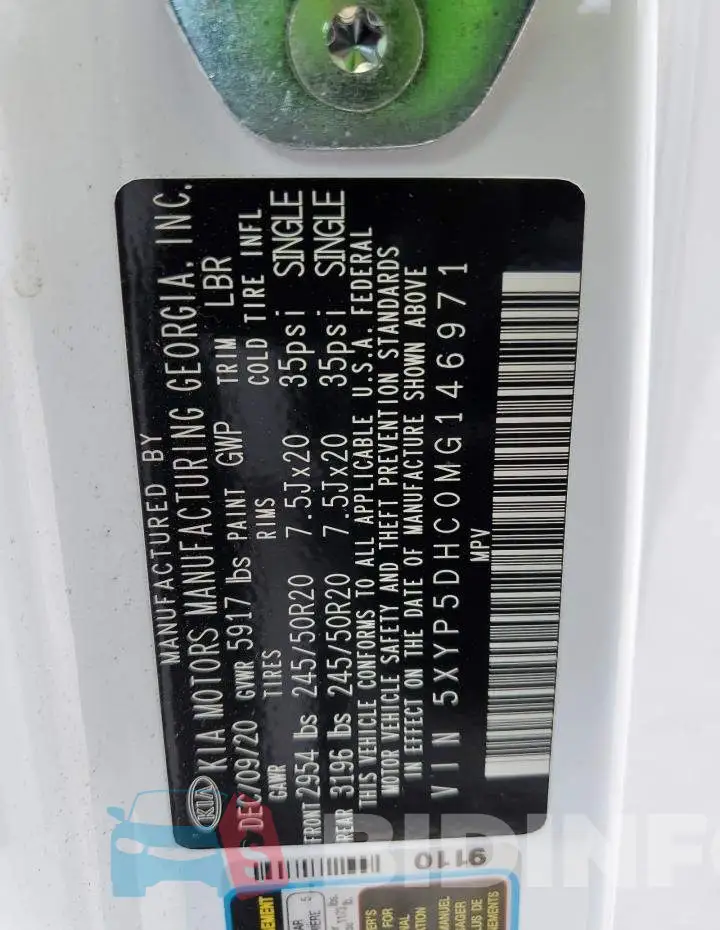 5XYP5DHC0MG146971 Photo# 10