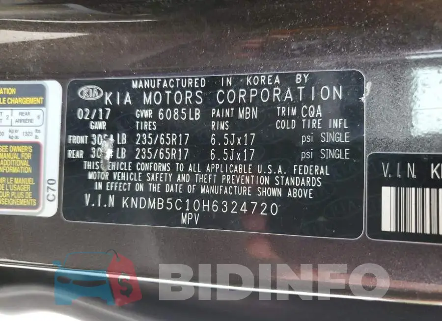 KNDMB5C10H6324720 Photo# 10