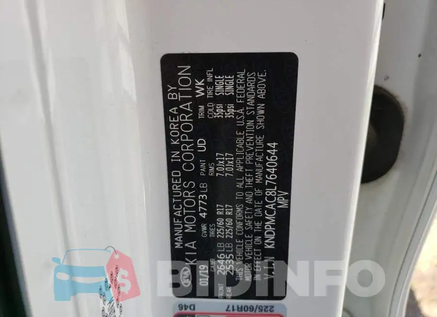 KNDPMCAC8L7640644 Photo# 10