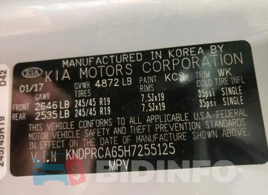 KNDPRCA65H7255125 Photo# 10