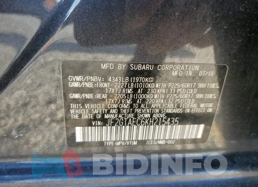 JF2GTAEC6KH215435 Photo# 10