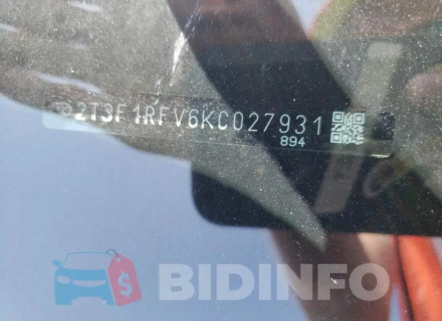 2T3F1RFV6KC027931 Photo# 10