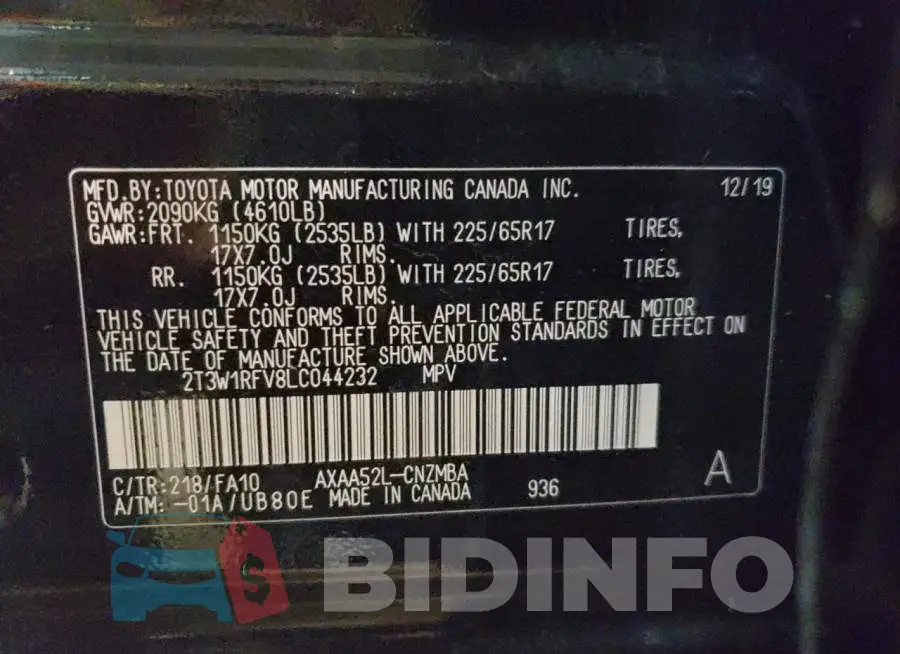 2T3W1RFV8LC044232 Photo# 10