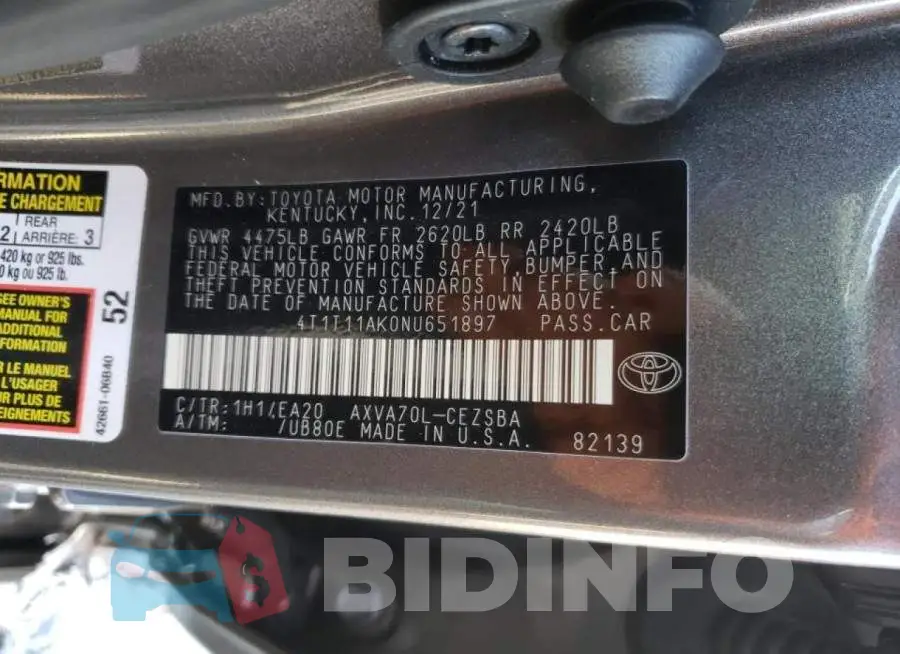 4T1T11AK0NU651897 Photo# 10