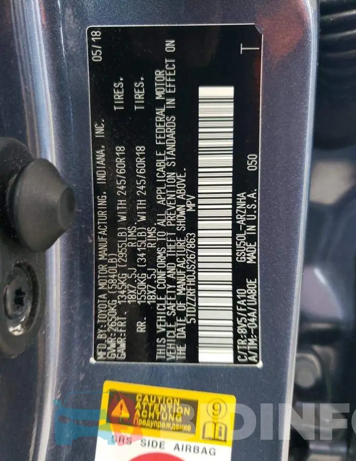 5TDZZRFH0JS267863 Photo# 10