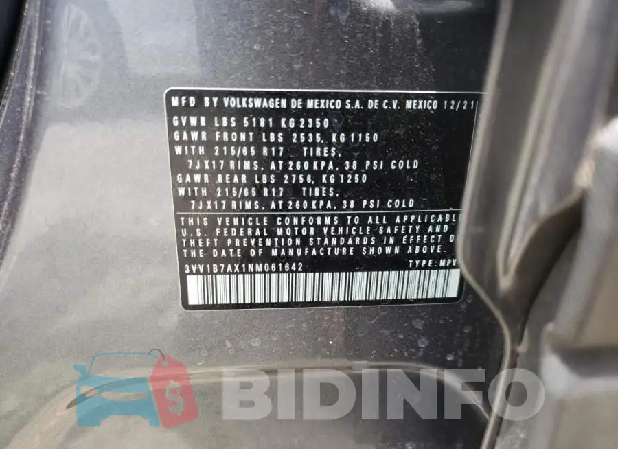 3VV1B7AX1NM061642 Photo# 10