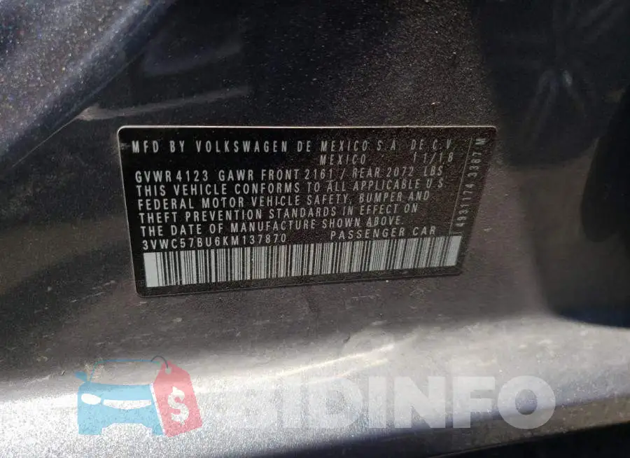 3VWC57BU6KM137870 Photo# 10
