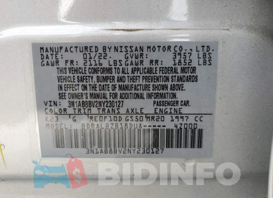 3N1AB8BV2NY230127 Photo# 10
