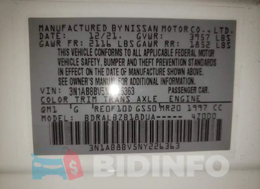 3N1AB8BV5NY226363 Photo# 10
