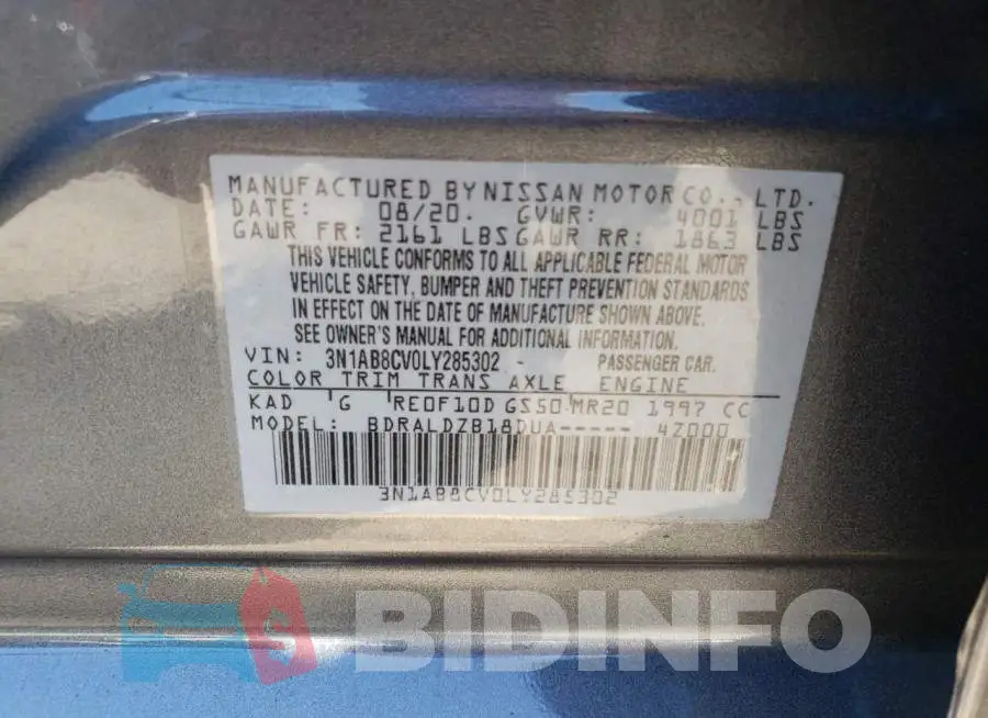 3N1AB8CV0LY285302 Photo# 10