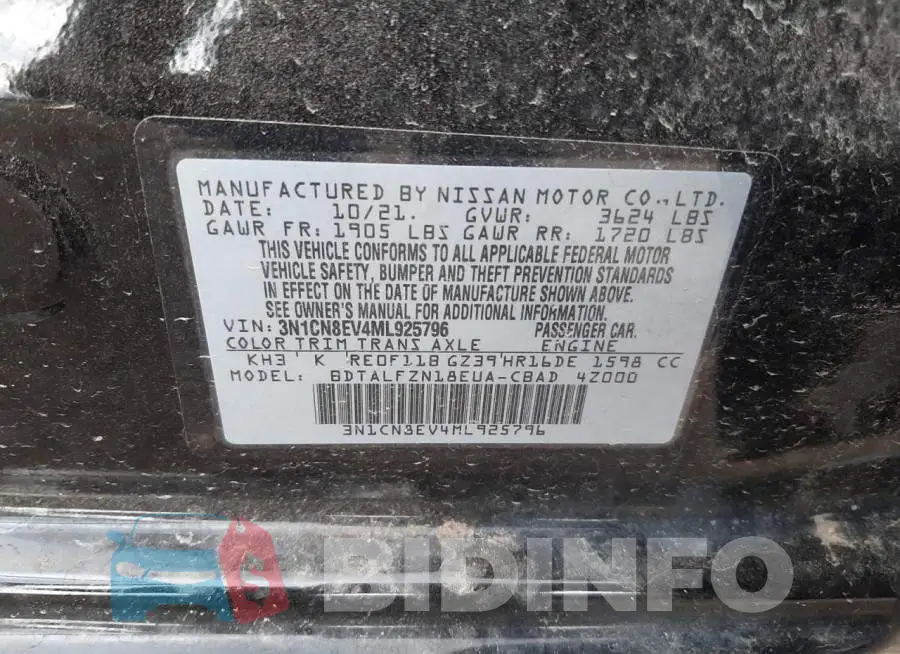 3N1CN8EV4ML925796 Photo# 10