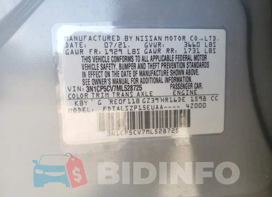 3N1CP5CV7ML528725 Photo# 10
