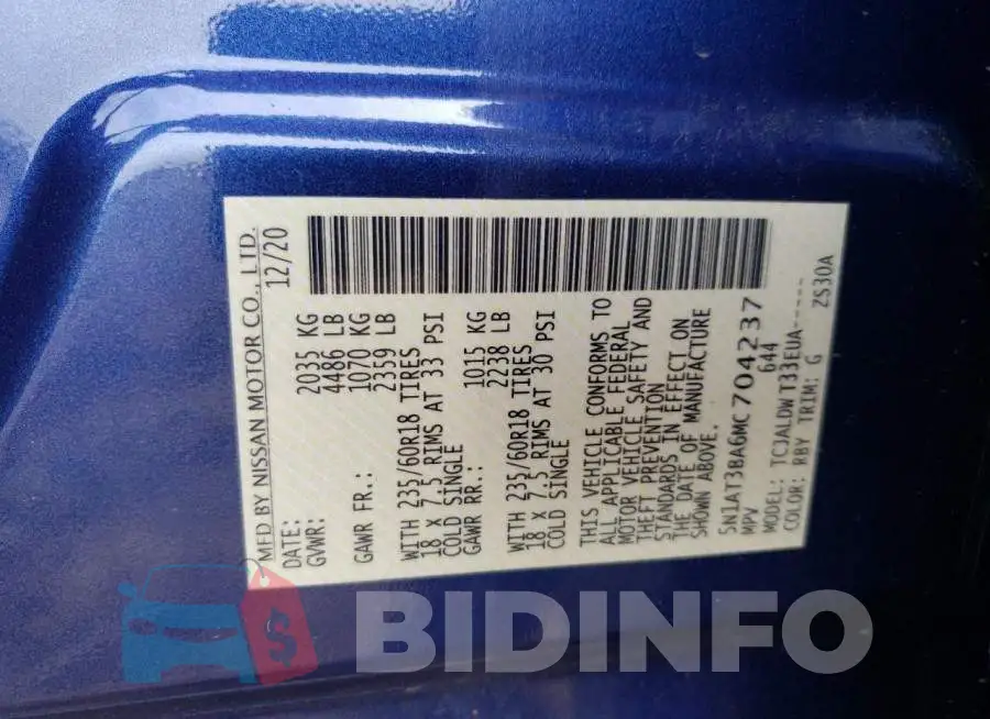 5N1AT3BA6MC704237 Photo# 10