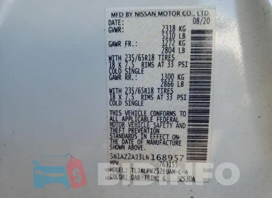 5N1AZ2AJ3LN168957 Photo# 10