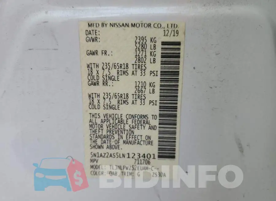 5N1AZ2AS5LN123401 Photo# 10
