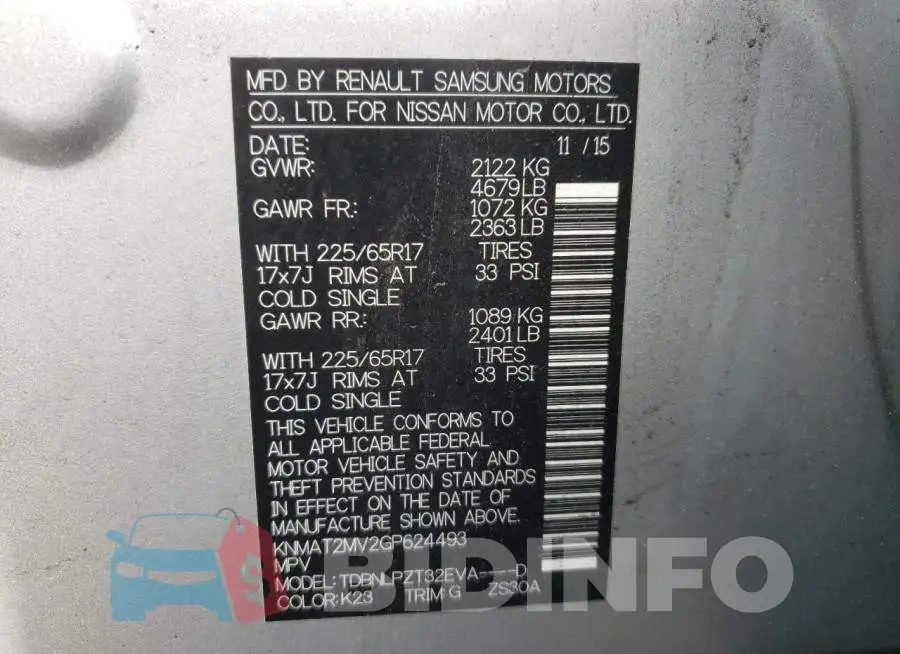 KNMAT2MV2GP624493 Photo# 10