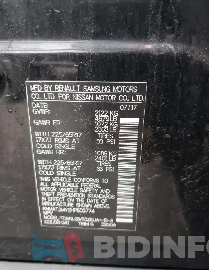 KNMAT2MV2HP603774 Photo# 10