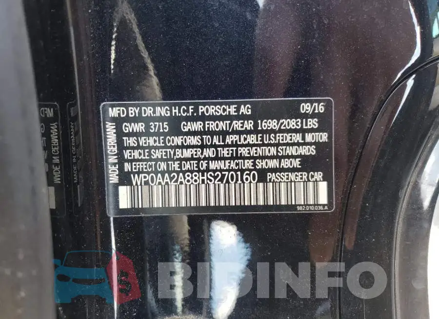 WP0AA2A88HS270160 Photo# 10