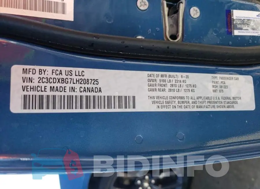2C3CDXBG7LH208725 Photo# 10