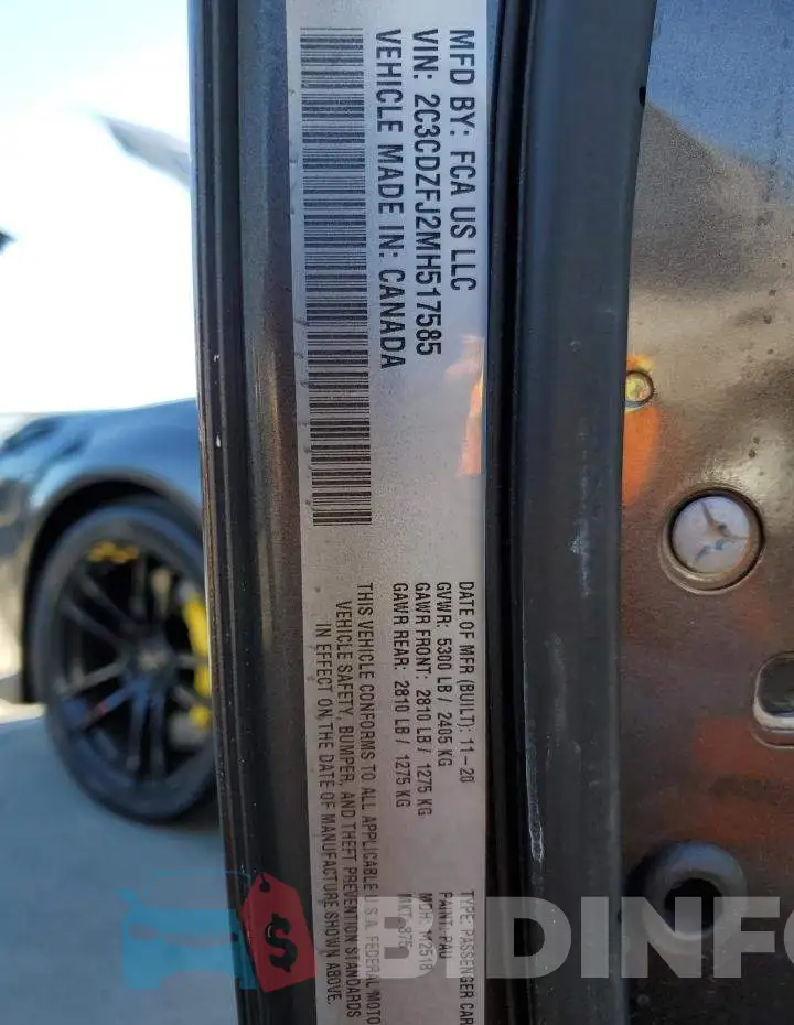 2C3CDZFJ2MH517585 Photo# 10