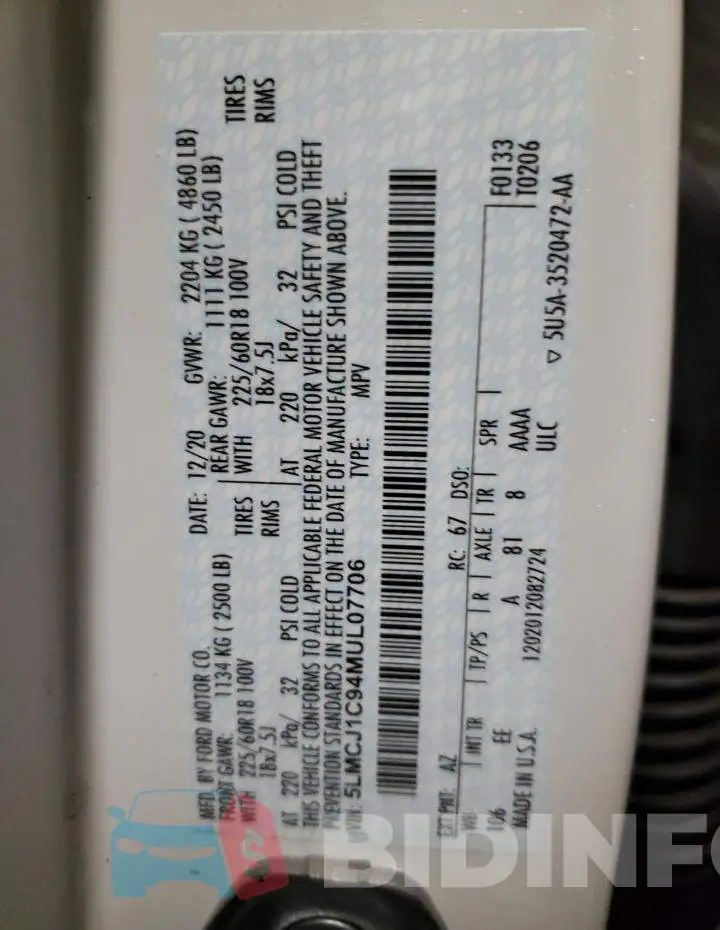 5LMCJ1C94MUL07706 Photo# 10