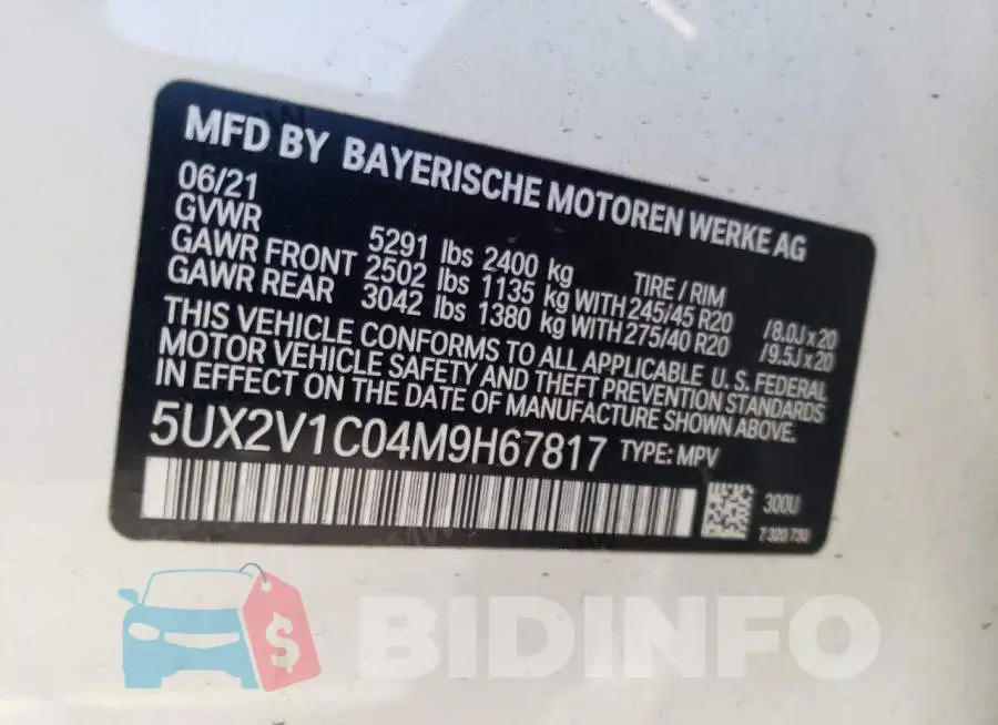 5UX2V1C04M9H67817 Photo# 10