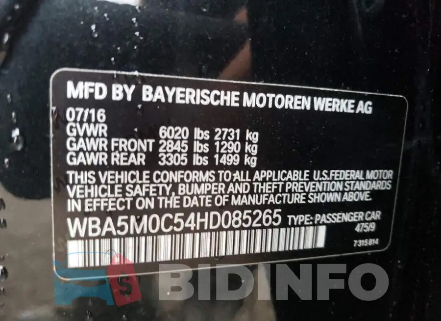 WBA5M0C54HD085265 Photo# 10