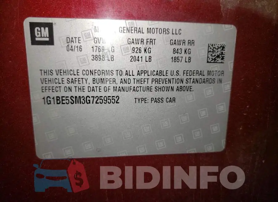 1G1BE5SM3G7259552 Photo# 10