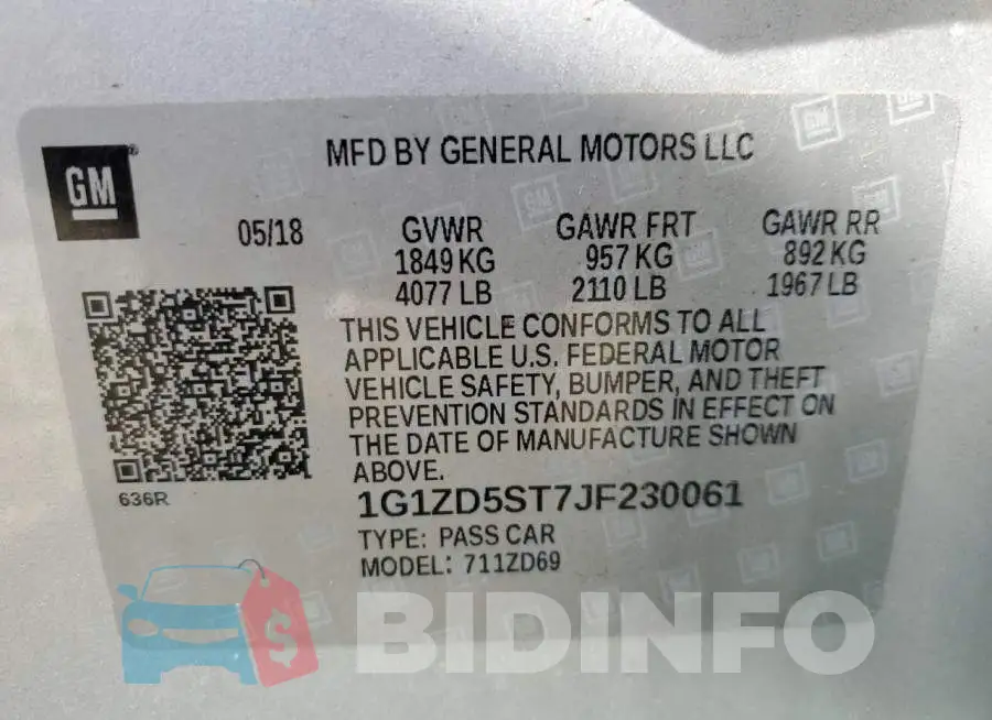 1G1ZD5ST7JF230061 Photo# 10