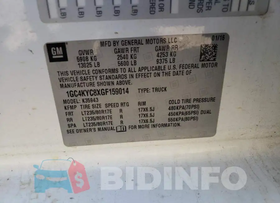 1GC4KYC8XGF159014 Photo# 10